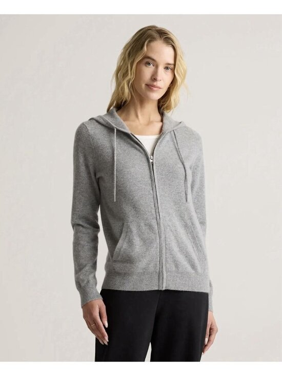 Quince Sweaters - Quince Women’s Gray 100% Cashmere Full Zip Hoodie Sweater Size Small Pockets
